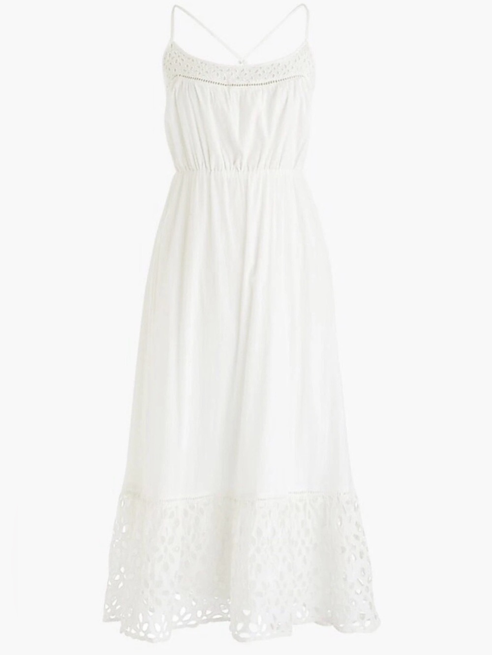 J Crew Scoopneck Cotton midiâ dress with eyelet trim Size Medium